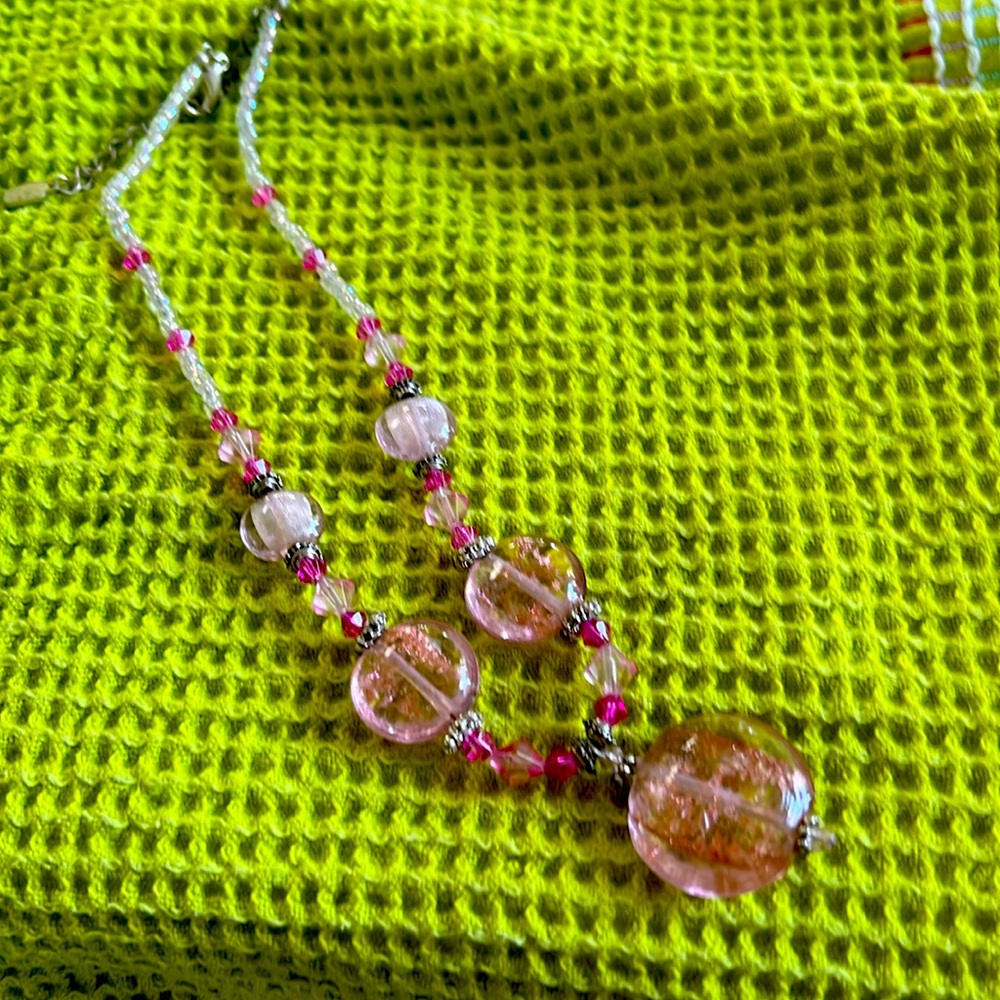 Pink stone necklace